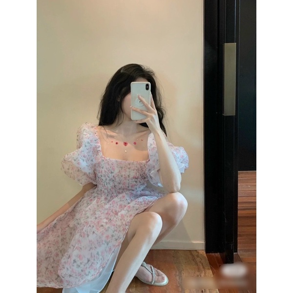 ĐẦM BABYDOLL HOA TAY BỒNG