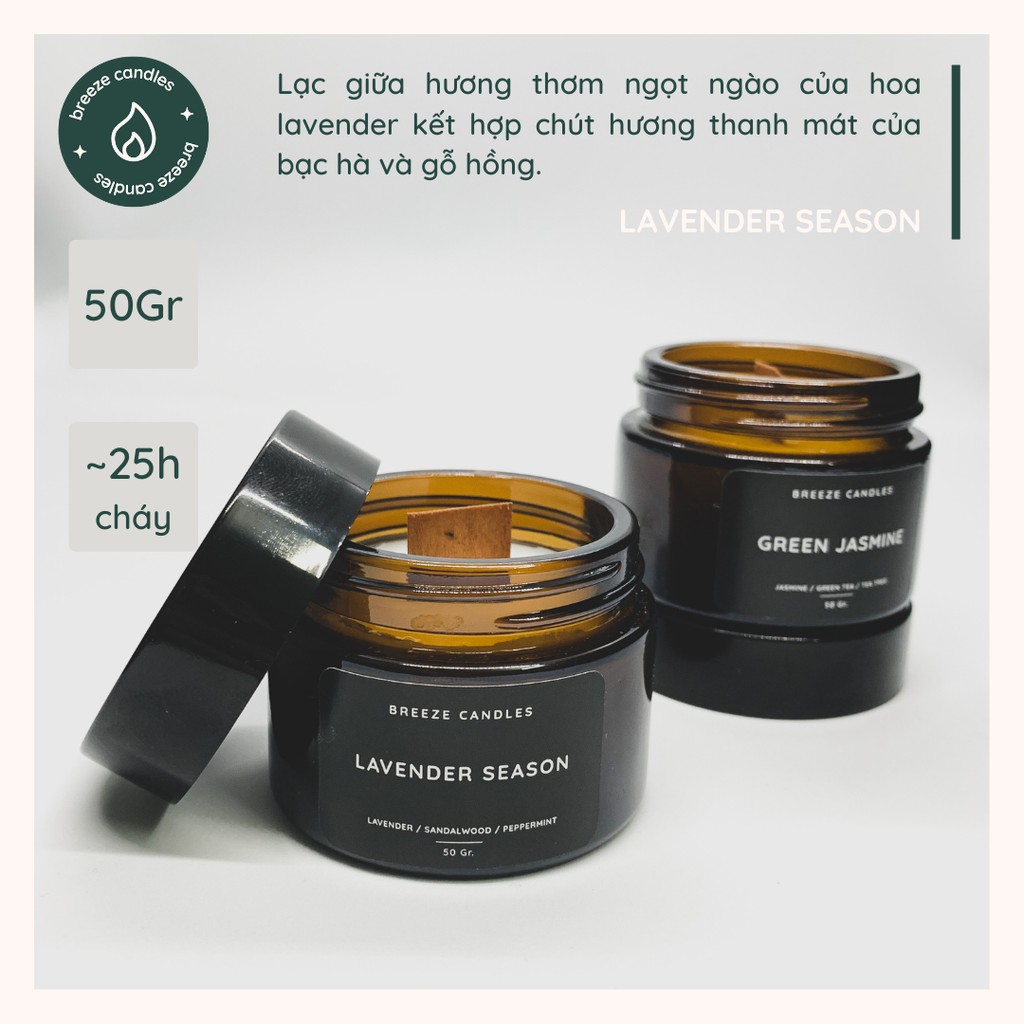 [DEAL SỐC 9K] Nến thơm hương lavender, đàn hương, bạc hà - LAVENDER SEASON - 50gr (~25 giờ đốt)