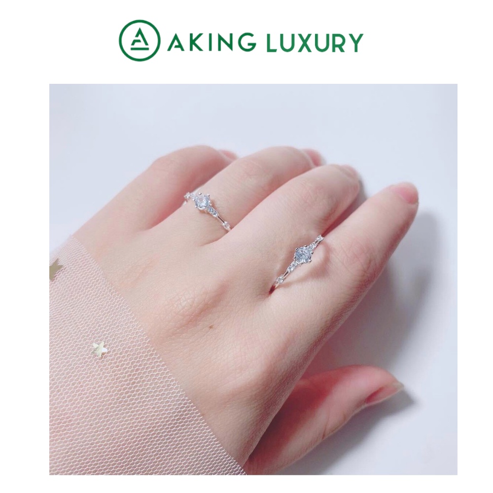 Nhẫn bạc nữ AKING LUXURY AK10 cao cấp, nhẫn nữ đính đá tinh tế như những ngôi sao trên ngón tay. Nhẫn mới nhất 2021