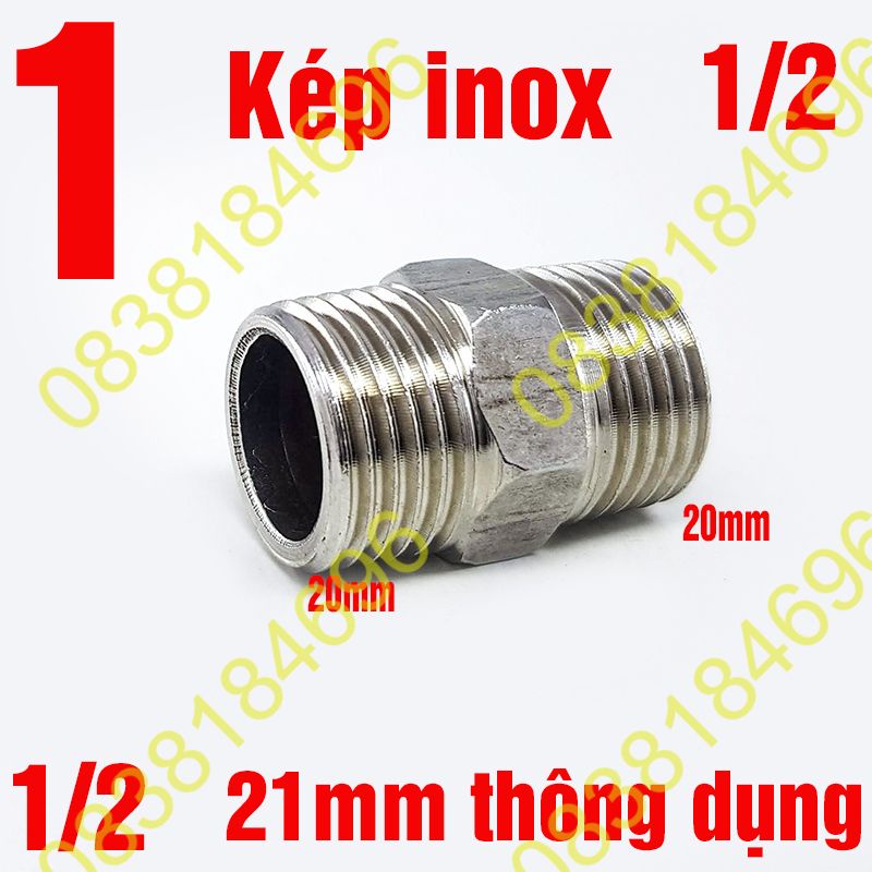 NỐI 2 ĐẦU RĂNG TRONG PHI 21 INOX, LOẠI DÀY. Măng xông Inox, đầu nối răng trong 21mm,2 đầu ren trong NK04