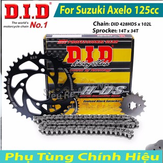 Bộ Nhông Sên Dĩa DID SUZUKI AXELO 125cc Sên DID đen 10ly Thái Lan