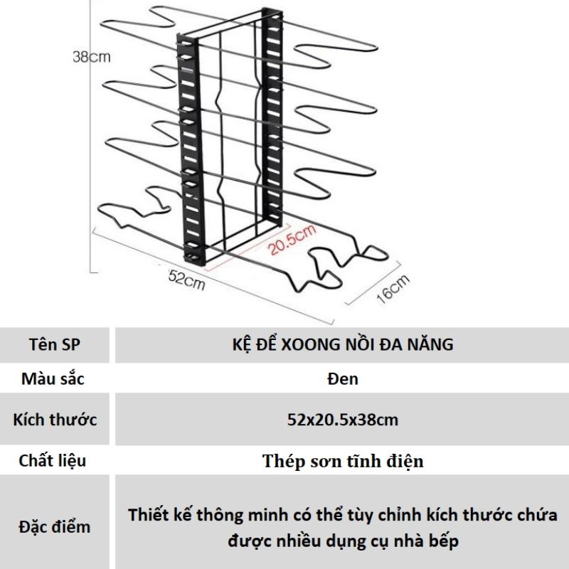 Kệ để xoong nồi đa năng Giá đựng đồ nhà bếp thép không gỉ (kệ xương cá M10)