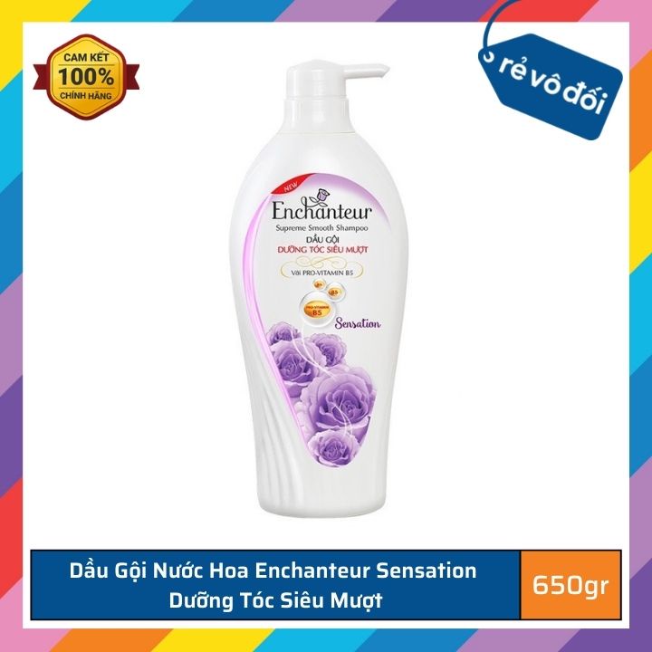 Dầu gội nước hoa Enchanteur Charming/ Sensation dưỡng tóc siêu mượt 650gr - Hàng công ty