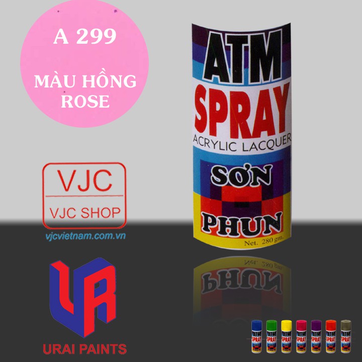 Chai sơn xịt sơn xe máy cao cấp ATM màu hồng A299 dung tích 400 ml