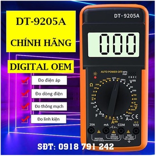 Đồng hồ vạn năng DT-9205A Premium, Chính hãng Digital Oem (Tặng Pin Panasonic 9V)