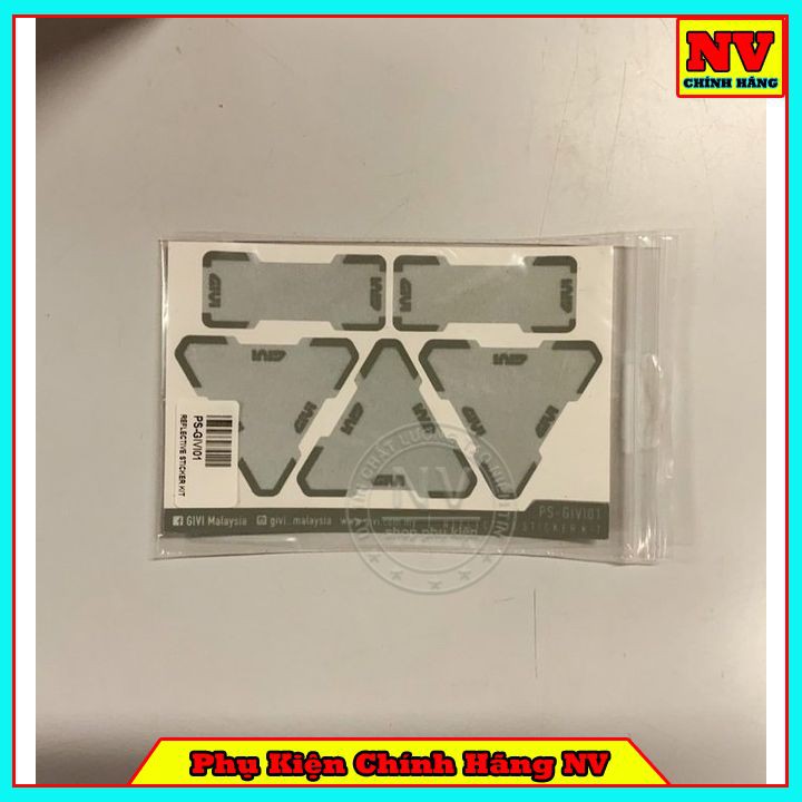 Combo 5 Miếng Dán Phản Quang Givi Chính Hãng PS-GIVI01 - Cảnh Báo An Toàn Cho Xe Máy