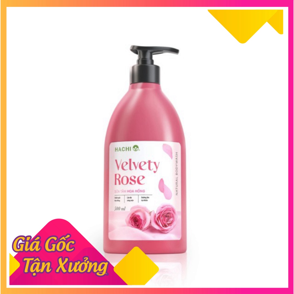 Sữa Tắm Chiết Xuất Hoa Hồng VELVETY ROSE- HACHI 500ML, 800ml [Chính Hãng] Sữa Tắm Hachi hoa hồng cao cấp dưỡng ẩm cho da