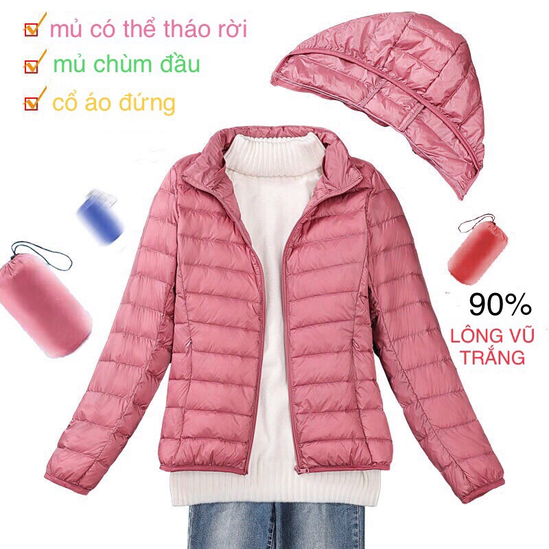 Áo Khoác Lông Vũ Siêu Nhẹ Mủ Có Thể Tháo Rời 37-85kg. Thời Trang Thu Đông Quảng Châu