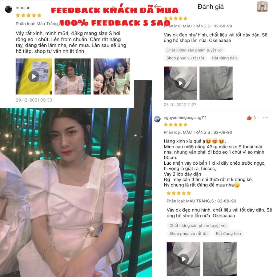 Đầm dự tiệc, đầm chơi đi làm Cao Cấp trắng Xinh Xắn Sang Trọng 2021 Ner