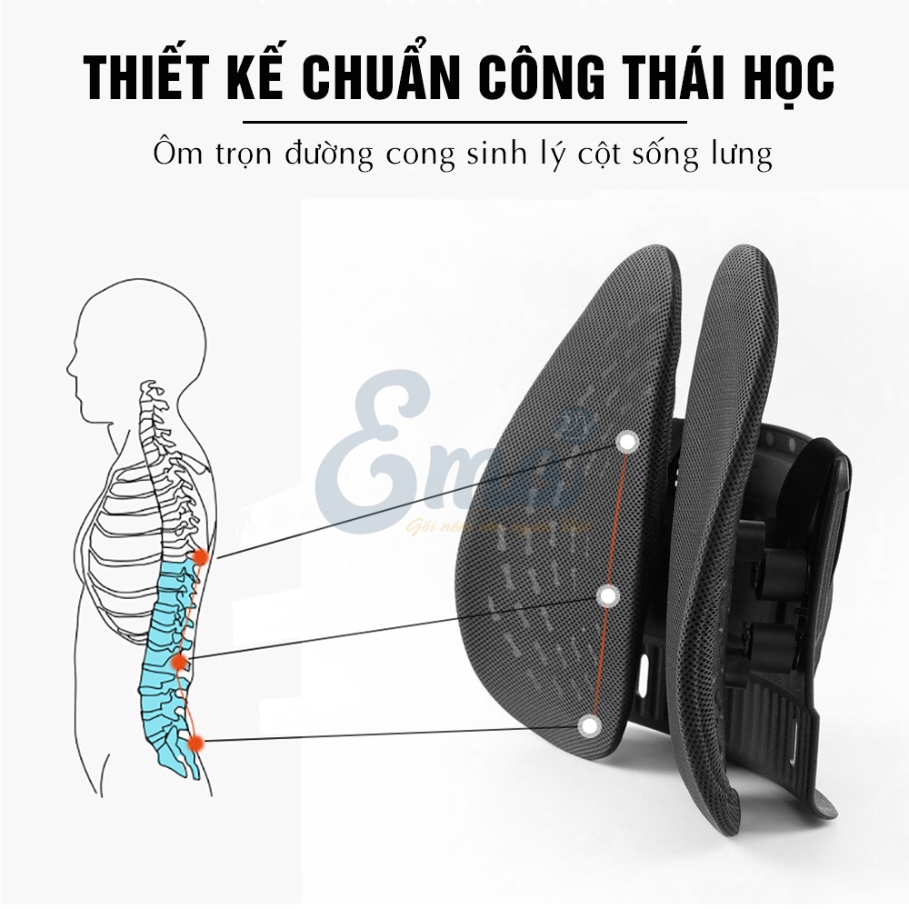 Tựa lưng ô tô chuẩn công thái học EMA - Lái xe an toàn từ tư thế ngồi chuẩn công thái học