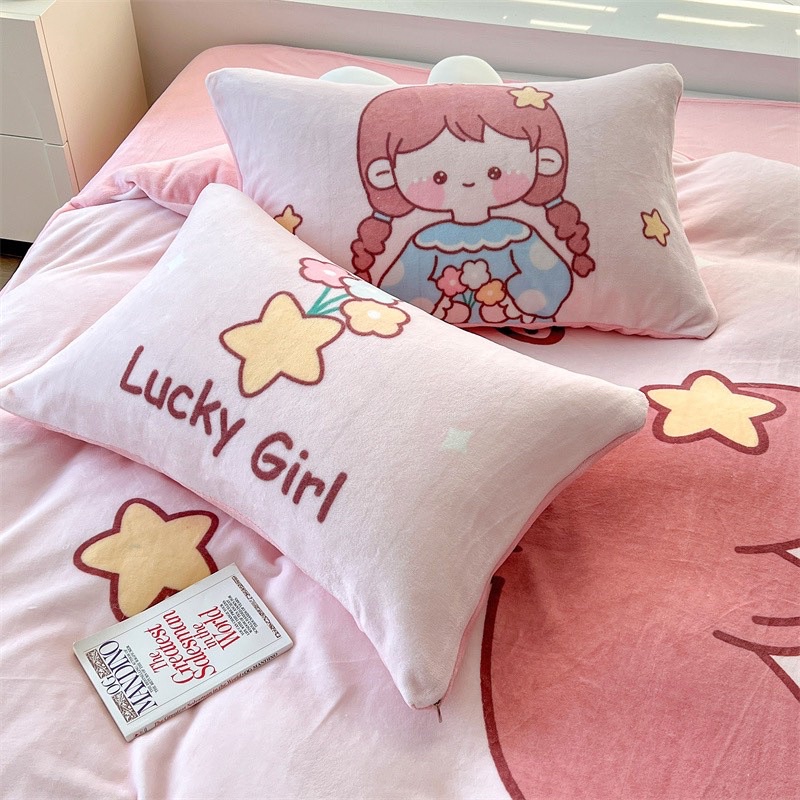 Bộ nỉ nhung mịn êm cute chi các bé yêu,Mềm ga gối nỉ nhung dành cho các brs cưng xỉu