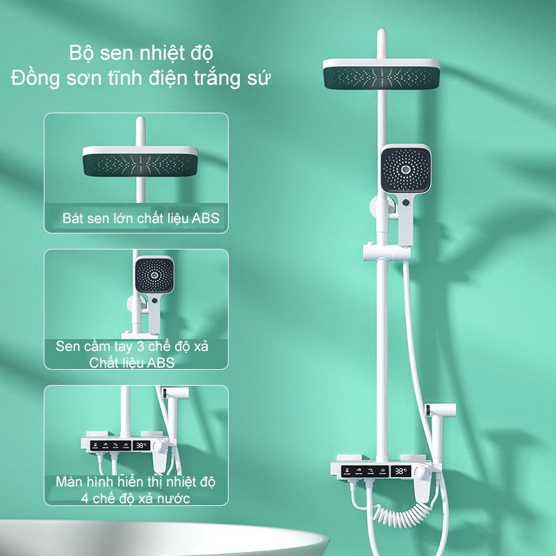 Bộ Vòi Sen Tắm Nhiệt Độ Thông Minh AVIBA 940 -Tăng Áp,Có Màn Hình Hiển Thị Nhiệt Độ - Chất Liệu Cao Cấp An Toàn,Tiện Lợi