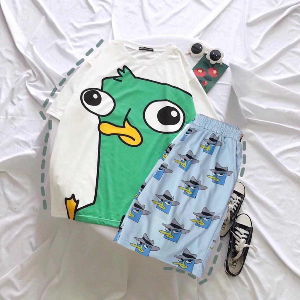 Set đồ bộ hoạt hình ❤️ Bộ mặc nhà Cartoon VỊT PERRY form rộng Freesize Unisex nam nữ Molly Fashion