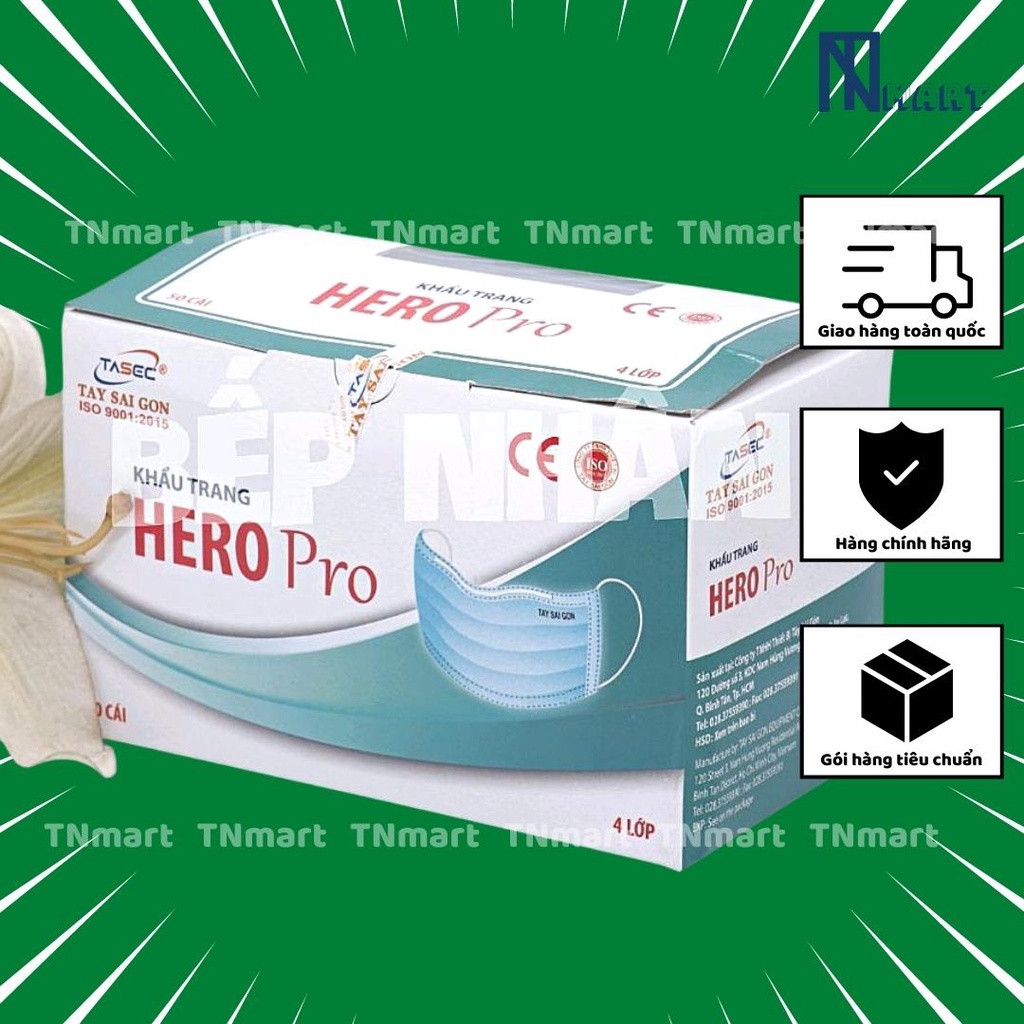 Hộp 50 cái khẩu trang y tế 4 lớp giấy kháng khuẩn