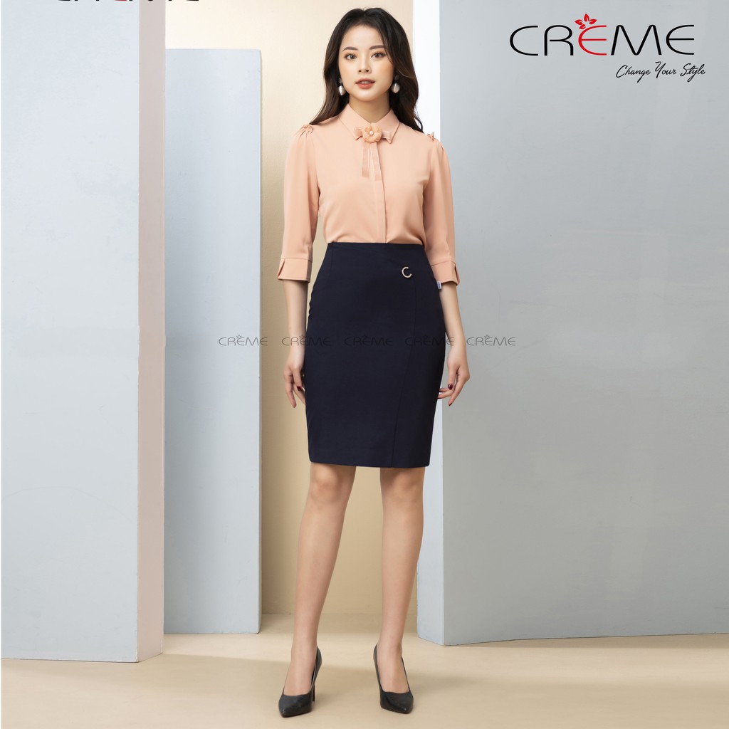 [Mã FASHIONMALLT4 giảm 15% đơn 150k] Chân váy bút chì chuẩn công sở CV0034 CREME | BigBuy360 - bigbuy360.vn