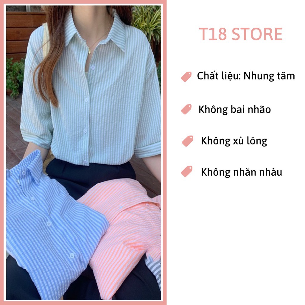 Áo sơ mi nữ kẻ sọc dáng rộng SM24