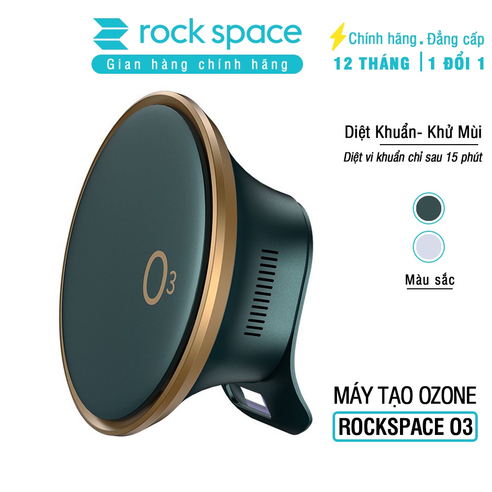 Máy tạo Ozone diệt khuẩn, khử mùi Rockspace O3 dùng trên xe hơi, phòng tắm, tủ quần áo, 2 màu xanh, bạc Hàng chính hãng