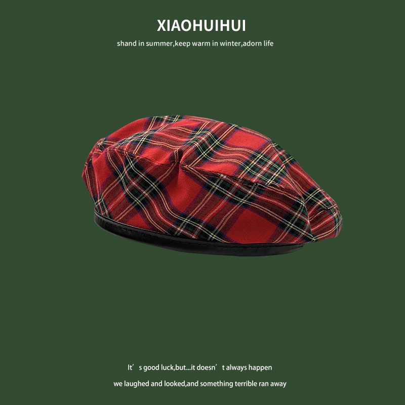 Nón Beret Da Sọc Ca Rô Phong Cách Anh Quốc Cổ Điển Thời Trang Xuân Thu Cho Nữ