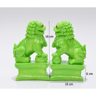 Cặp Tượng Kỳ Lân Màu Xanh Đứng