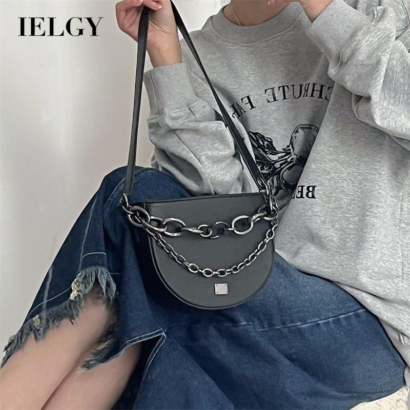 Túi Đeo Chéo Hình Yên Ngựa IELGY Phối Dây Xích Thời Trang Cho Nữ