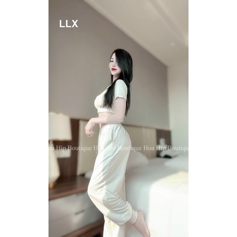 Set áo croptop mix quần bom outfit