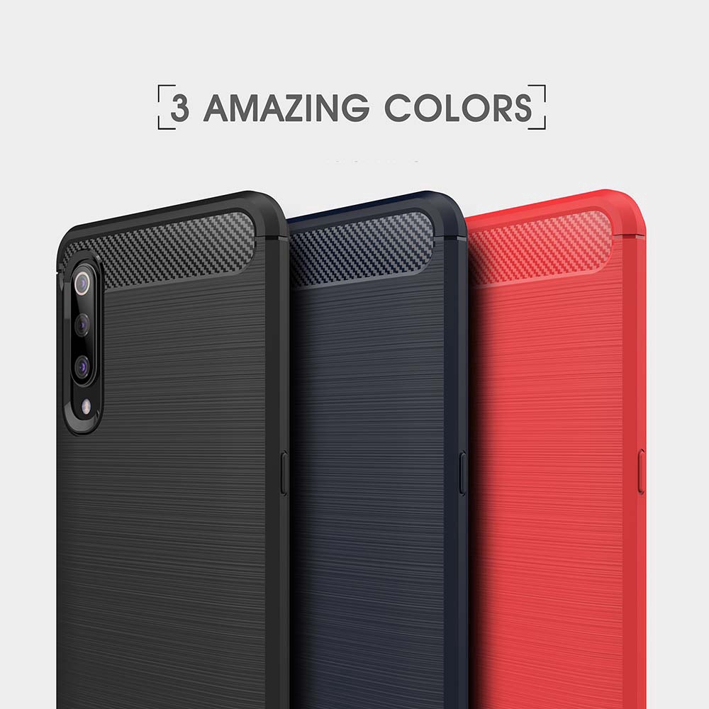 Ốp điện thoại TPU silicon mềm nhám phối sợi carbon cho Xiaomi Mi A3 A2 Lite A1 CC9 9T 9 Pro Note 10