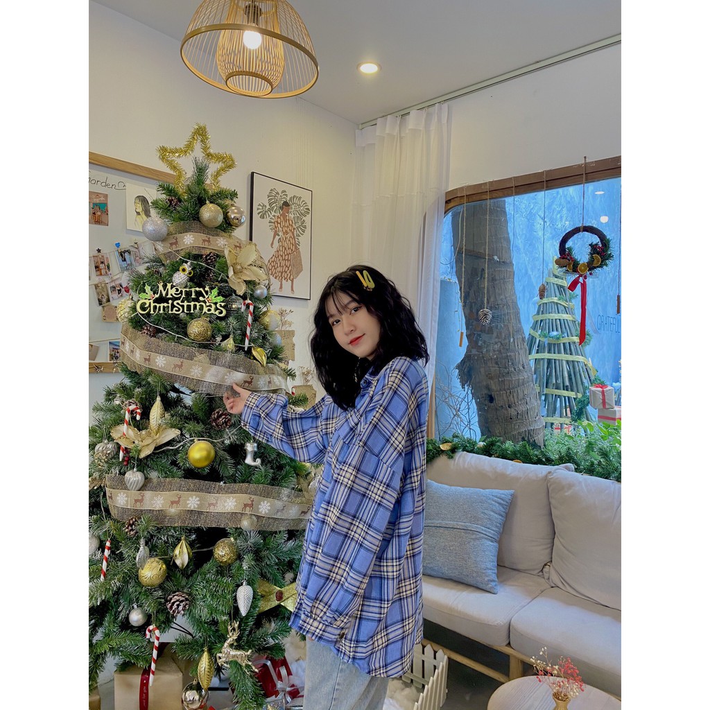 ÁO SƠ MI KẺ NỮ FORM RỘNG SIÊU KUTE