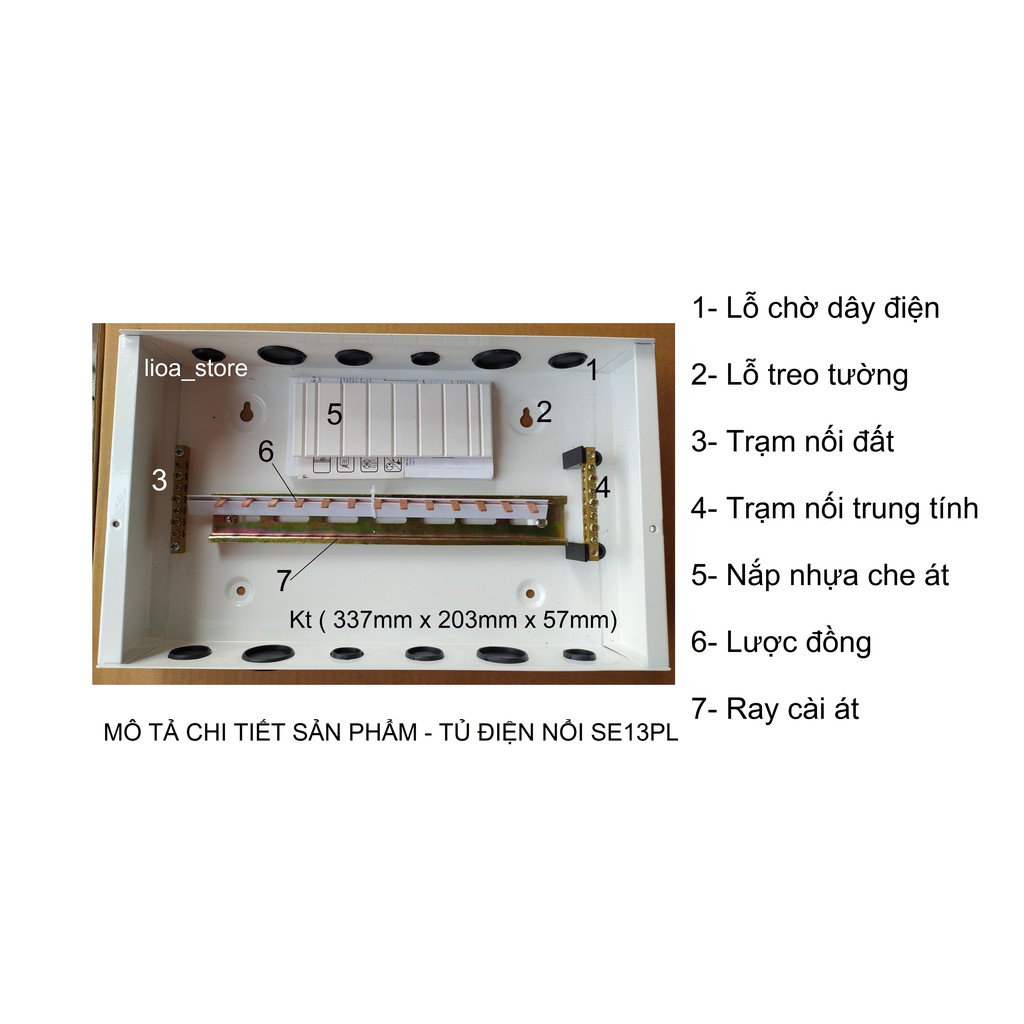 TỦ ĐIỆN KIM LOẠI LiOA LẮP NỔI LOẠI DÙNG CHO 13 ÁT ĐƠN.