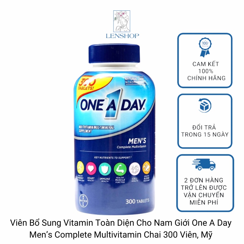 Viên bổ sung Vitamin toàn diện cho nam giới One A Day Men’s Complete Multivitamin chai 300 Viên, Mỹ.