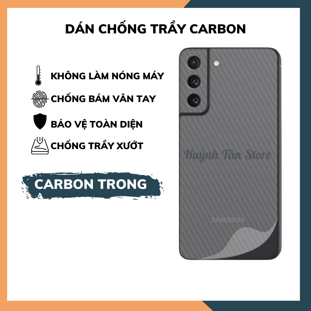 Miếng dán decal carbon mặt sau Samsung S21 FE 5G chống trầy mặt lưng,chống bám vân tay