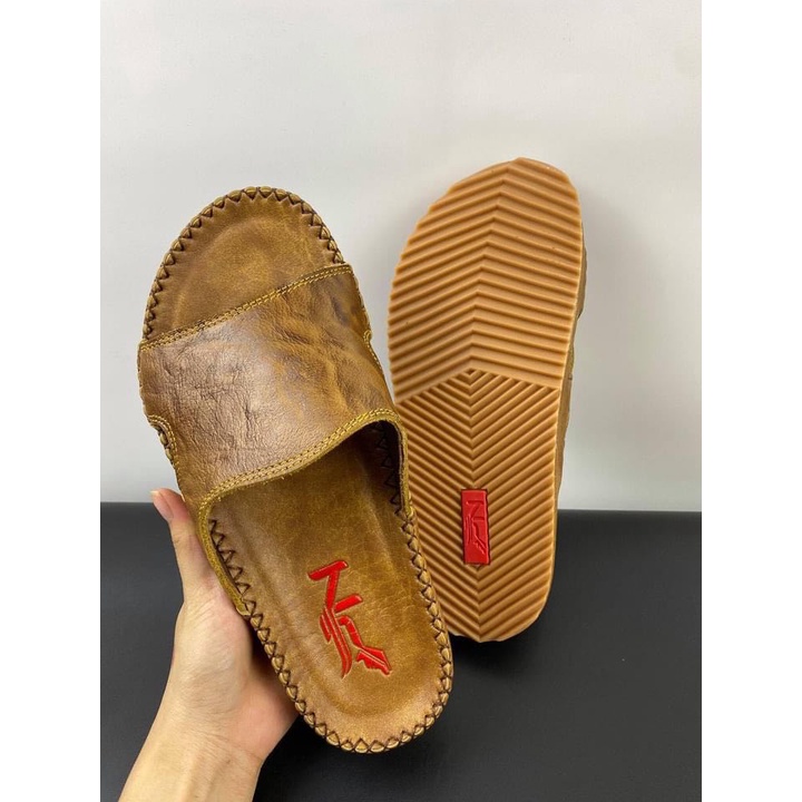 Dép da nam quai ngang da bò bản ngang