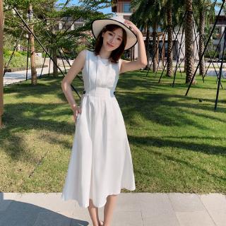 Đầm chữ a không tay màu trắng phong cách Pháp size S-Xl