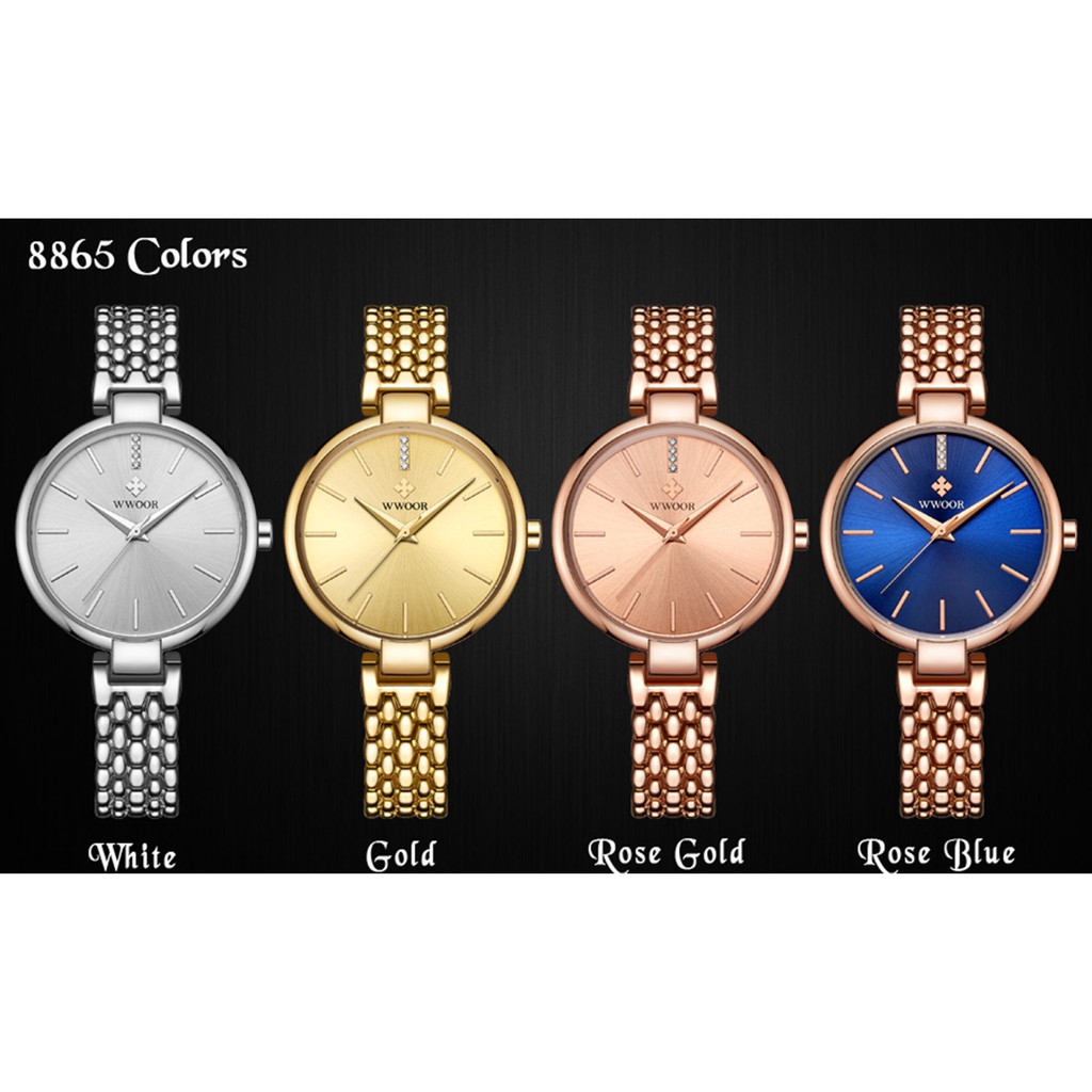 WWOOR watch for women watch quartz waterproof watch stainless watch gold watch fashion ladies watch 8865