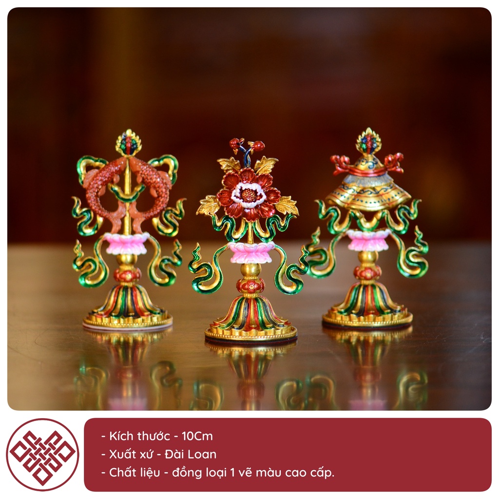 Bát Cát Tường [Kim Cương Hỷ Lạc] Đồng Vẽ Màu 11Cm