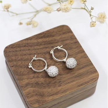BÔNG TAI BẠC TA - BÔNG TAI QUẢ CẤU ĐÁ XINH XẮN - KHUYÊN TAI BIBI SILVER
