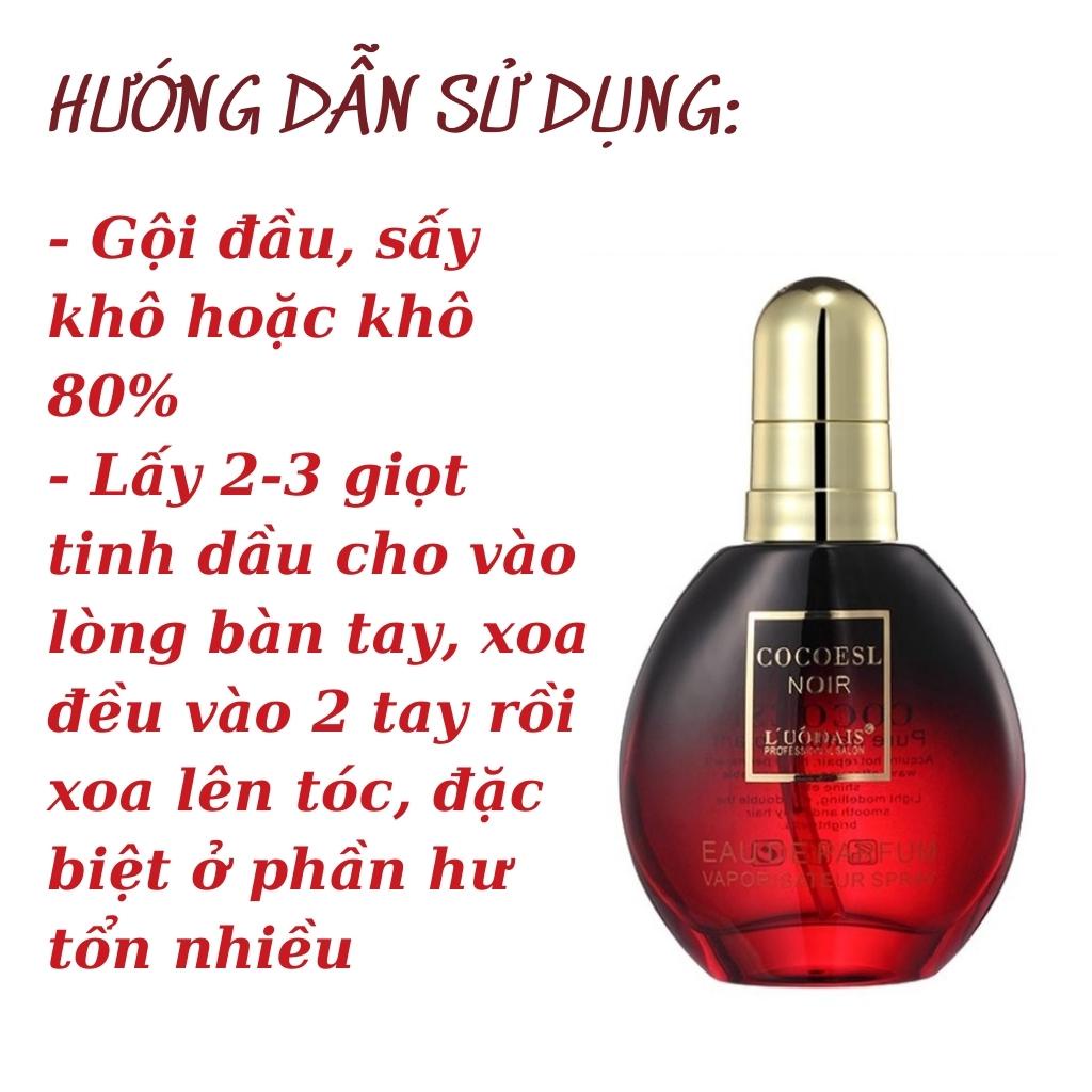 Tinh Dầu Dưỡng Tóc L'UÔDAIS Đỏ 80ml Cocoesl Noir Serum Phục hồi Tóc Uốn Nhuộm Hư Tổn Khô Xơ Giữ Nếp Mượt Tóc AME SHOP