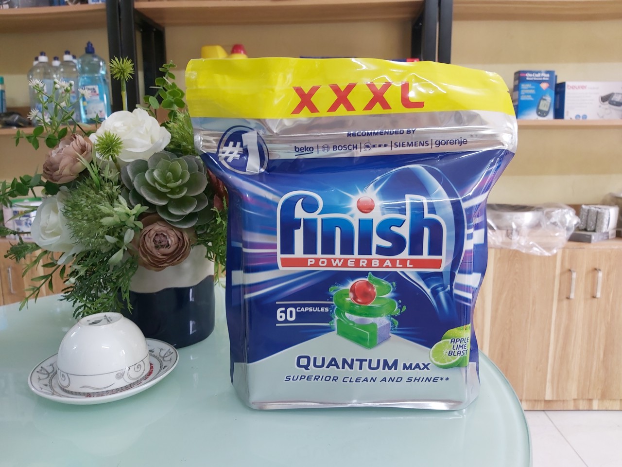 Viên rửa bát Finish Quantum Max túi 60 viên [Hàng Đức]