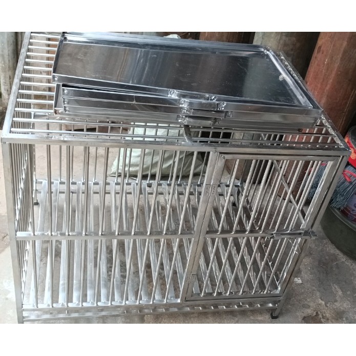 Chuồng cho thú cưng bằng inox 201, kích thước chuồng 83x59x70