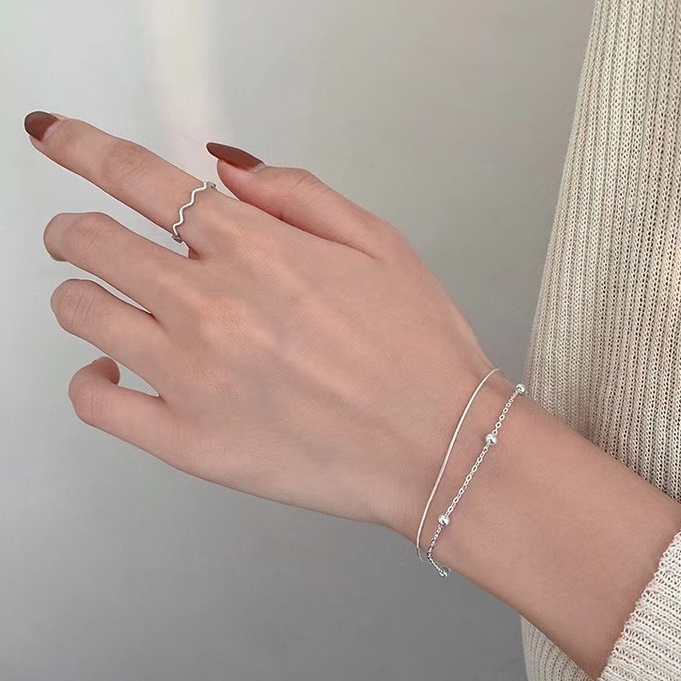 Vòng Tay Hai Lớp Dạng Chuỗi Hạt Tròn Nhỏ Đơn Giản Phong Cách Mori