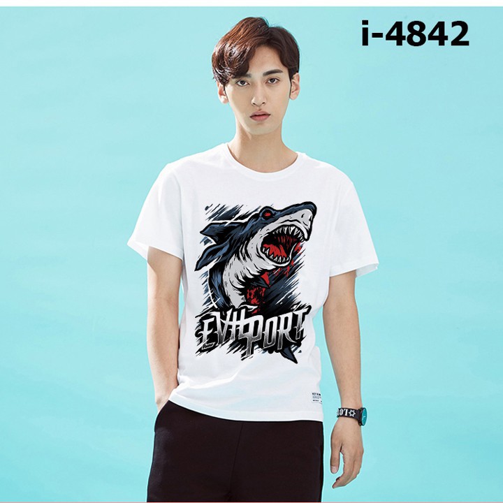 ÁO THUN NAM TAY NGẮN IN CÁ MẬP - CÓ BIGSIZE ( 46KG - 105KG) - MR SHOP