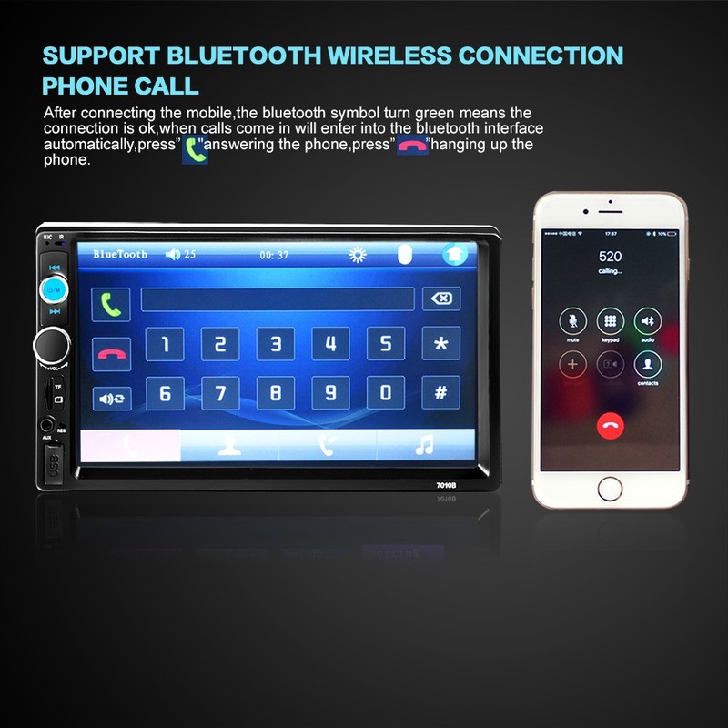 Thiết bị phát MP5 với màn hình cảm ứng 7010B 2 7 '' Inch HD 2 DIN Bluetooth hỗ trợ FM / USB / TF / và camera HD | BigBuy360 - bigbuy360.vn