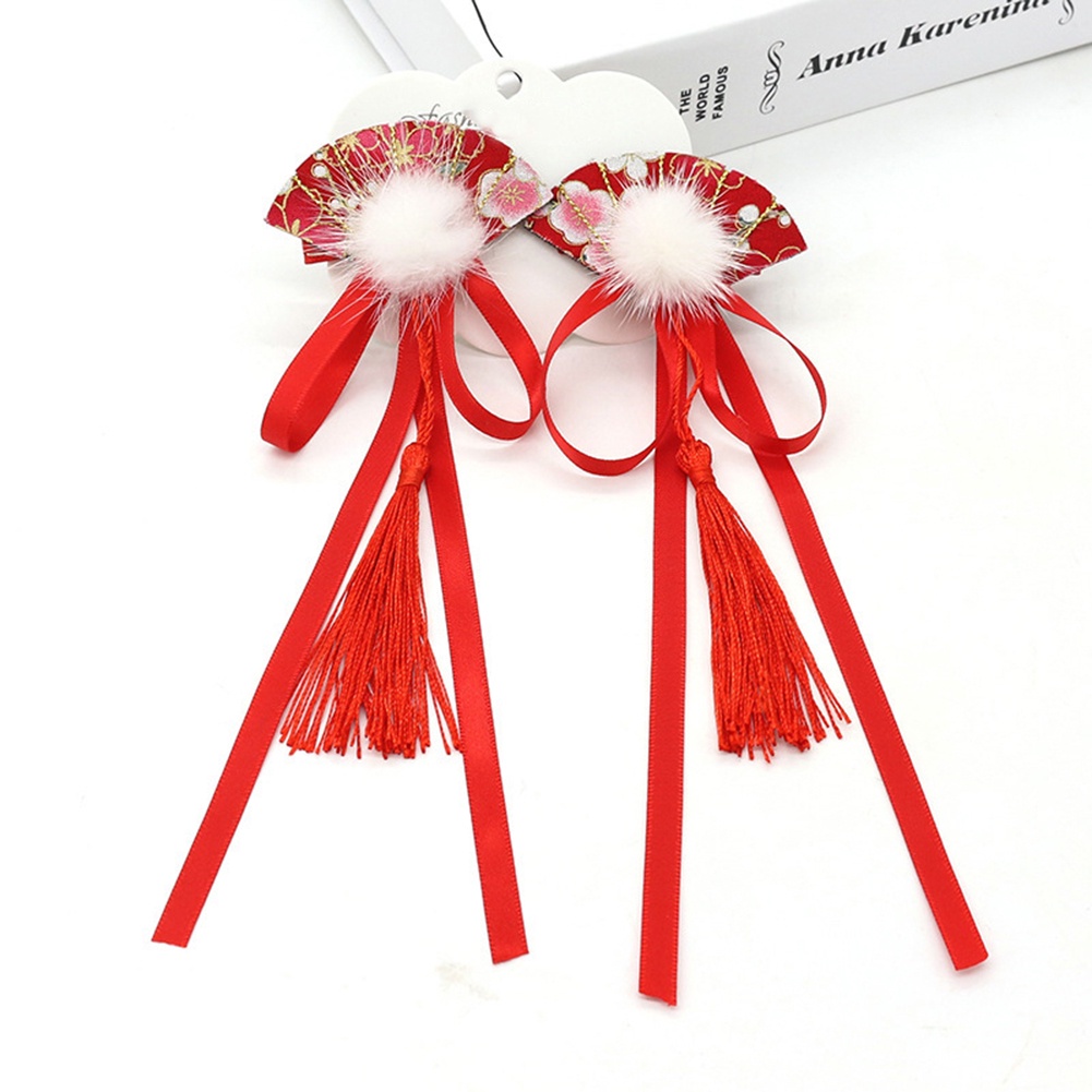 Cặp kẹp tóc tua rua phong cách Trung Hoa cho bé gái