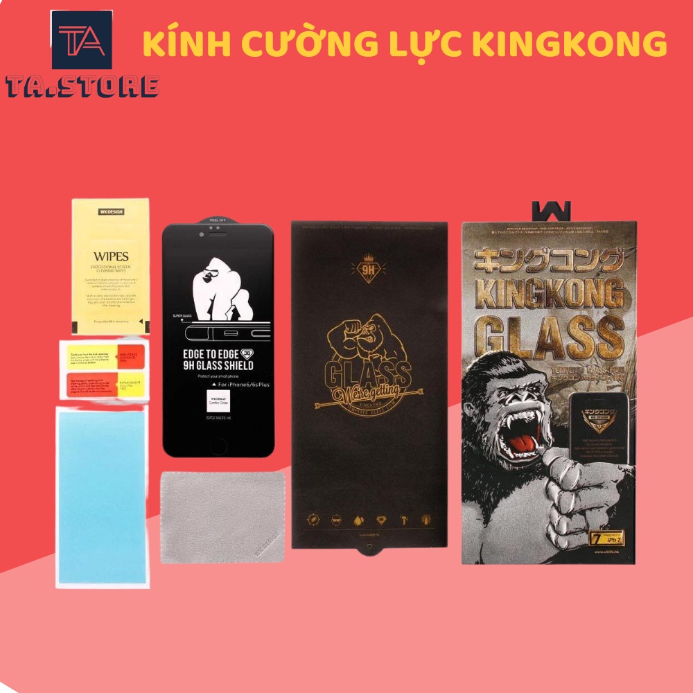 Kính Cường Lực KingKong Dùng cho IPhone Bóng Full Màn Từ Iphone 7 - 13 Promax