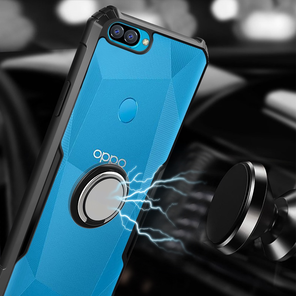 Ốp Điện Thoại Acrylic Trong Suốt Có Vòng Nhẫn Cho OPPO A12 A12s A12E A5S A3S A7 F9 F11 Pro A15S A15 A16 A16S Realme C1