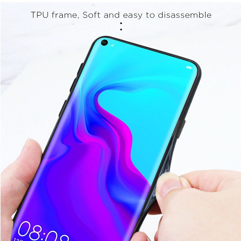 Ốp điện thoại mặt sau kính cường lực màu gradient khung viền mềm cho Huawei Nova 4 3i 3