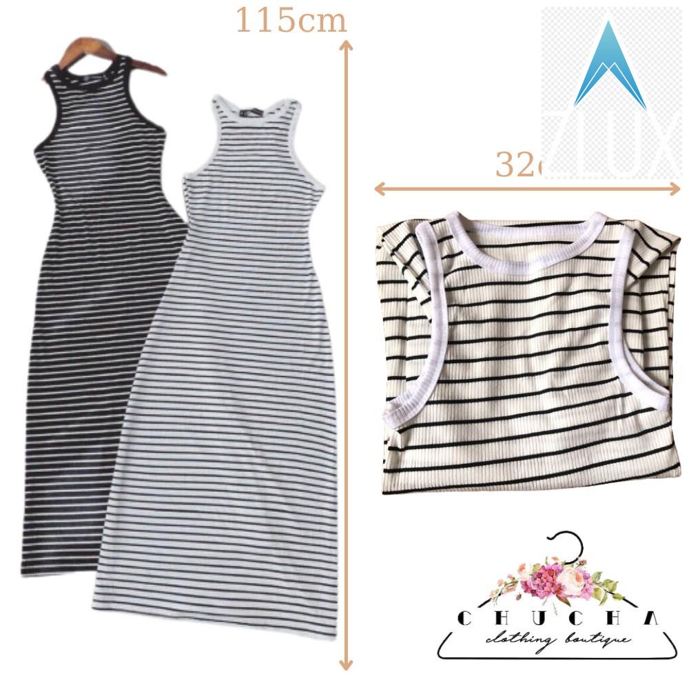 🐨🐖 ☂Free Ship- Đầm body ba lỗ sọc ngang dáng dài maxi/ maxi Nữ chất Thun gân dày dặn CHUCHACLOTHING 🐨🐖
