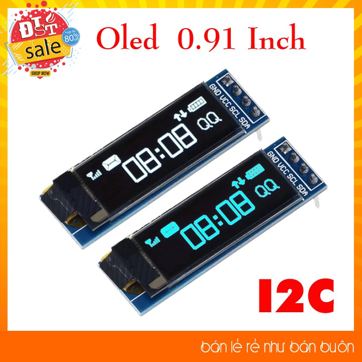 [RẺ NHẤT VIỆT NAM]Màn hình OLED 0.91 Inch 128x32 giao tiếp IC Arduino