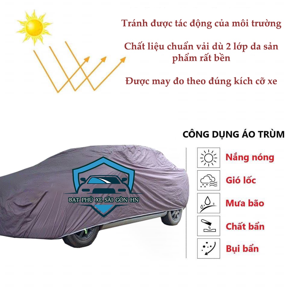 Bạt phủ xe ô tô dòng SEDAN 5 chỗ cao cấp chuẩn vải dù hai lớp da chống thấm, chống nhiệt, chống bị trộm phụ tùng xei