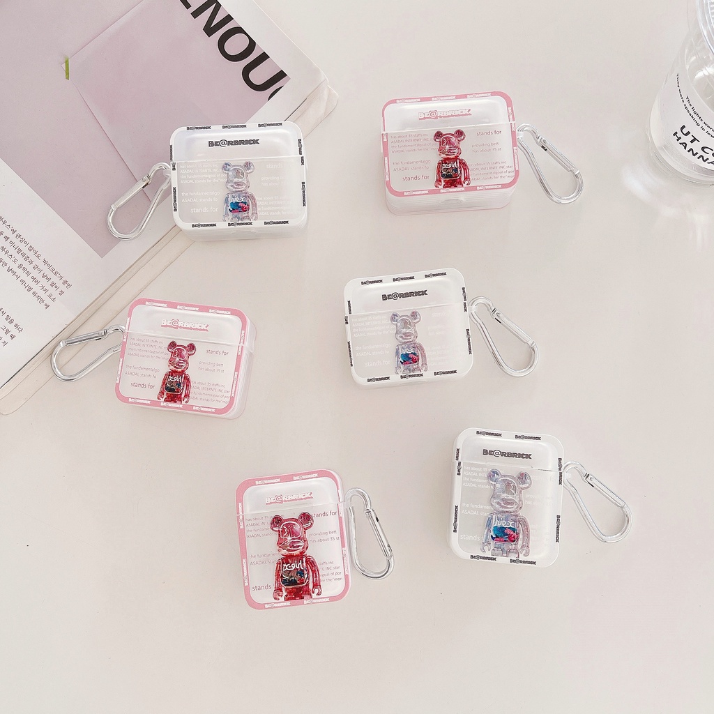 Ốp bảo vệ hộp sạc tai nghe Airpods Pro 3 1 2 3 Bluetooth không dây bằng silicon mềm trong suốt hình gấu