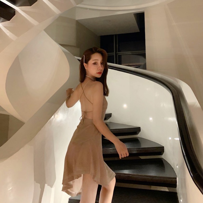 [MURIOKI] [Hàng Có Sẵn] Đầm Mini Ôm Dáng Hở Lưng Gợi Cảm Cho Nữ